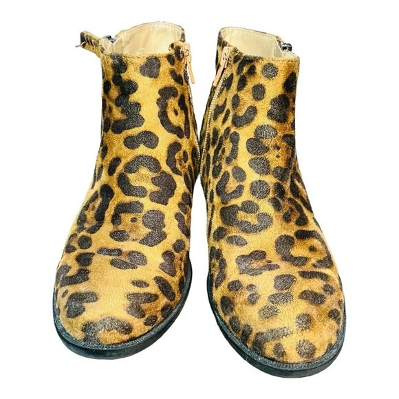 TIME AND TRU LEOPARD ANIMAL PRINT TWO ZIP ANKLE BOOT BOOTIES WOMEN'S SIZE 8 - Picture 3 of 10
